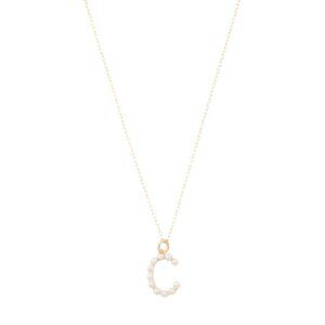 ORIANA COLLECTION 14kt Gold Freshwater Pearl Initial Necklace - Letter C